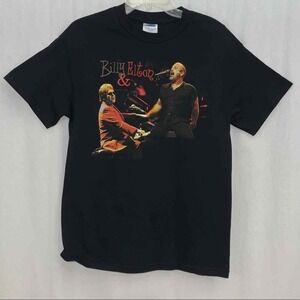 Elton John Billy Joel Men's Face to Face 2003 Concert Shirt Size M Black Graphic